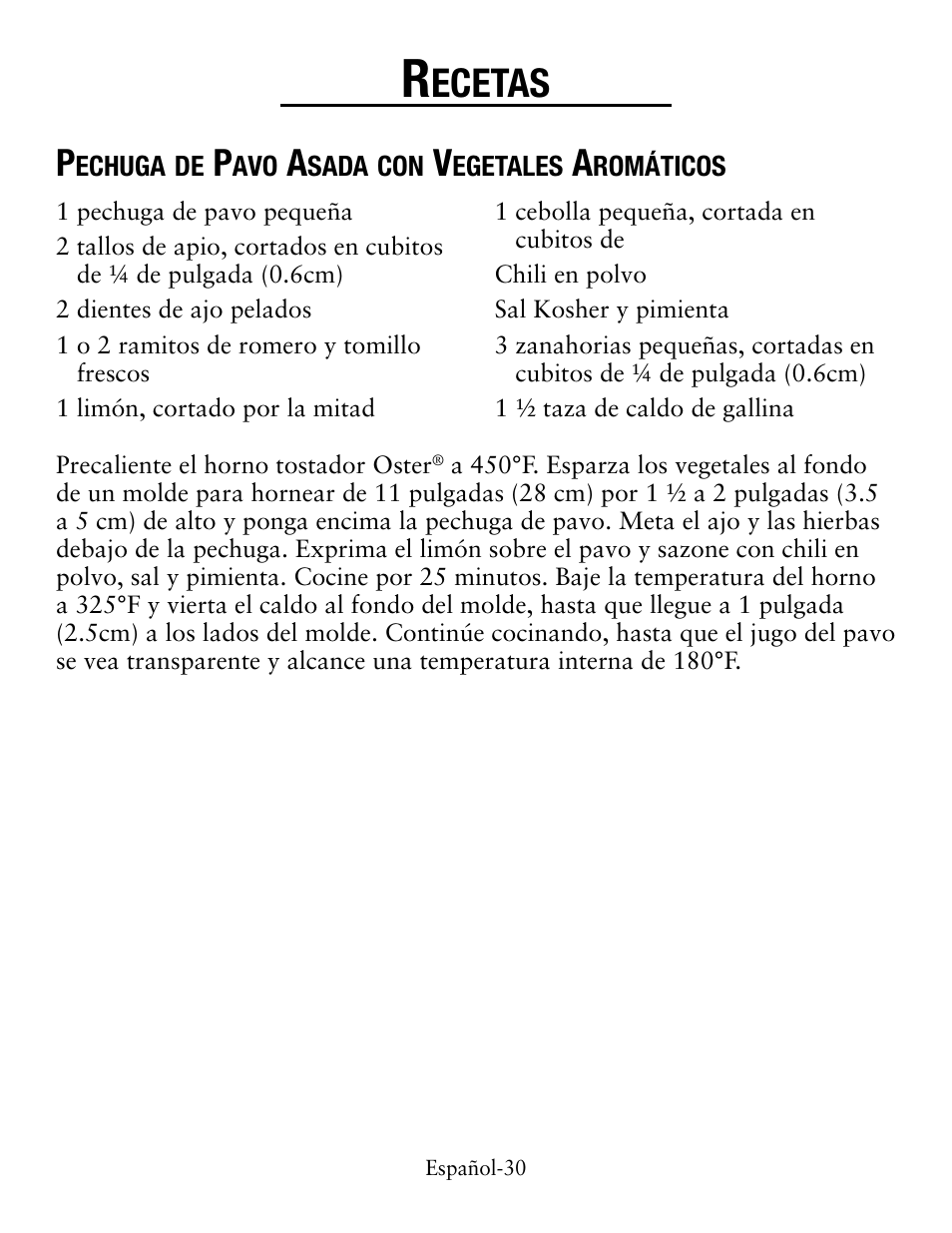 Ecetas | Oster TSSTTVCG01 User Manual | Page 30 / 36