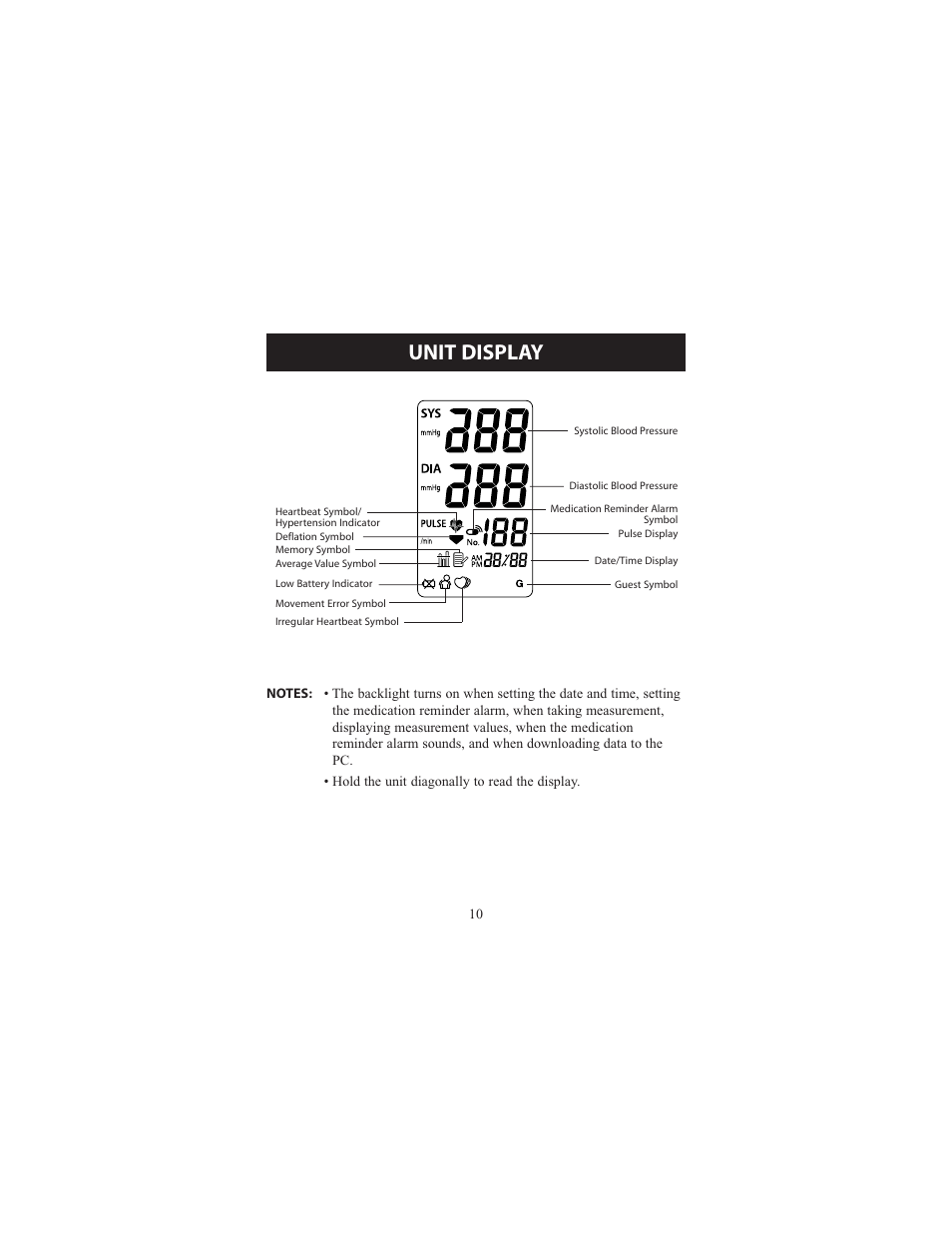 Unit display | Omron Healthcare ELITE 7300IT User Manual | Page 10 / 92
