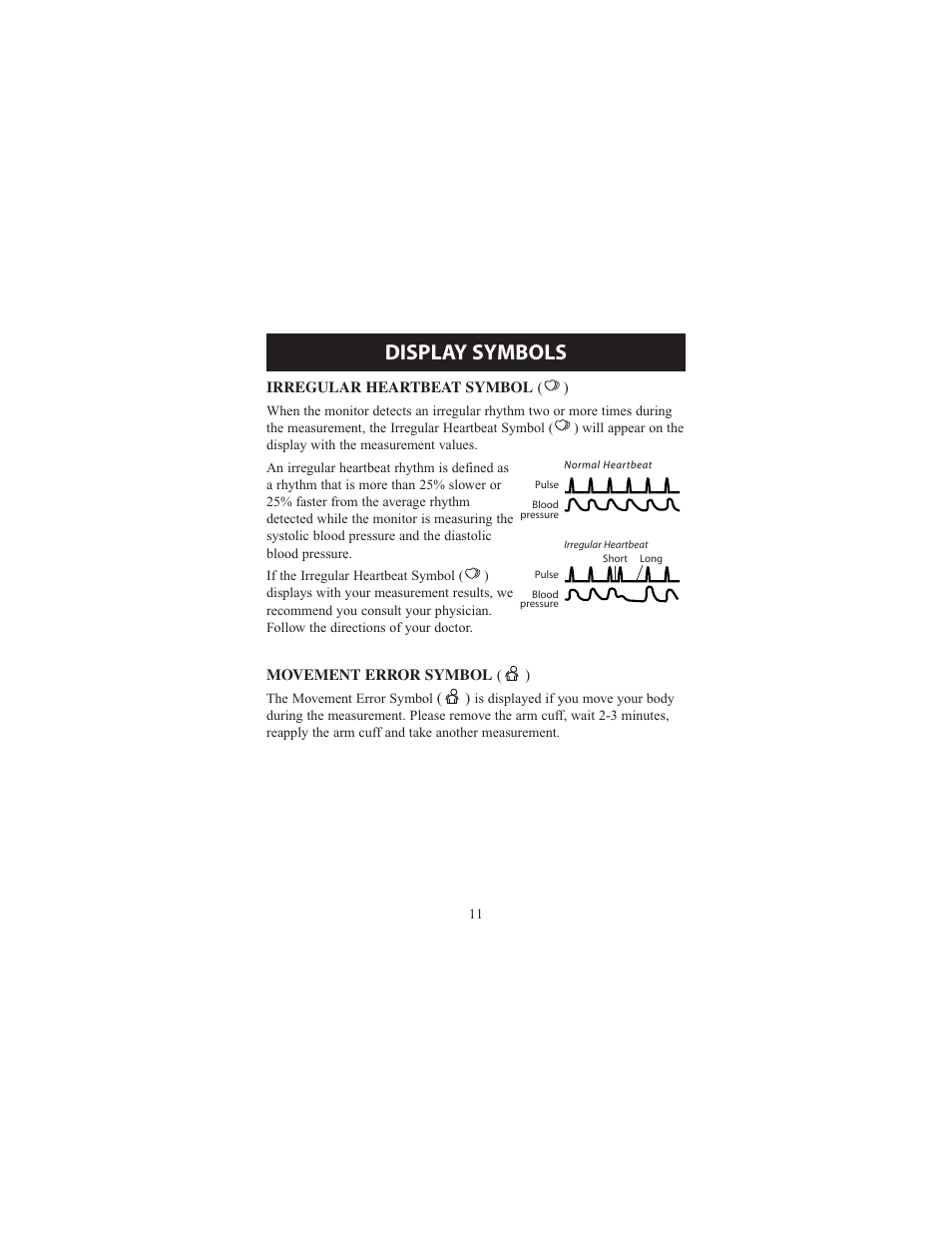 Display symbols | Omron Healthcare ELITE 7300IT User Manual | Page 11 / 92
