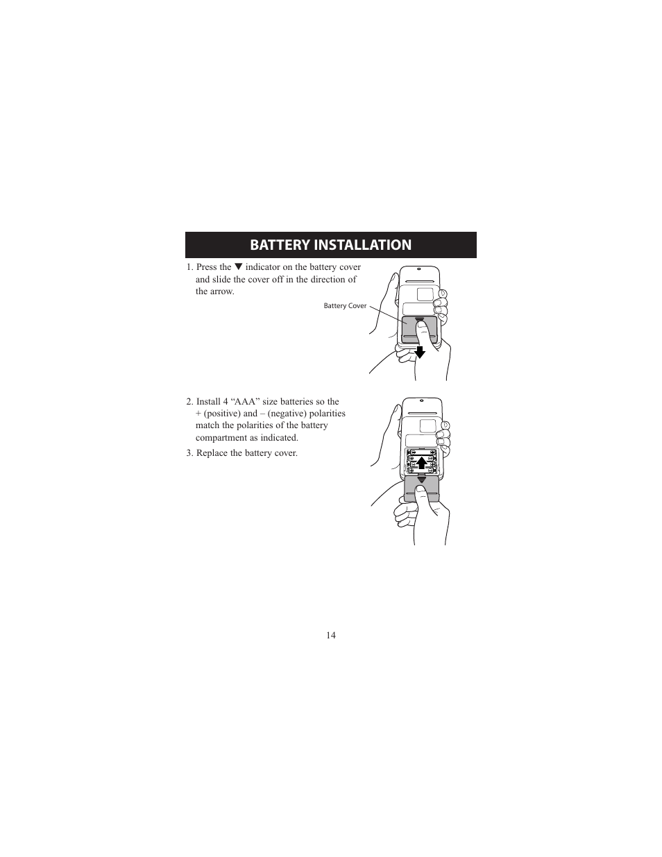 Battery installation | Omron Healthcare ELITE 7300IT User Manual | Page 14 / 92