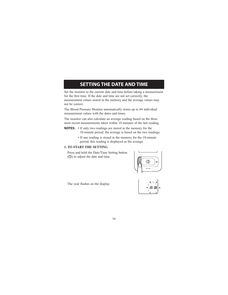 Setting the date and time | Omron Healthcare ELITE 7300IT User Manual | Page 16 / 92