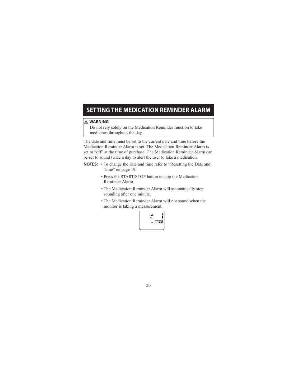 Setting the medication reminder alarm | Omron Healthcare ELITE 7300IT User Manual | Page 20 / 92