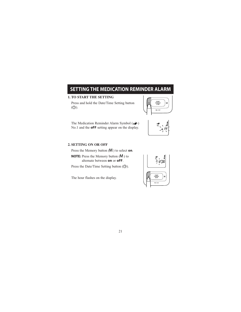 Setting the medication reminder alarm | Omron Healthcare ELITE 7300IT User Manual | Page 21 / 92