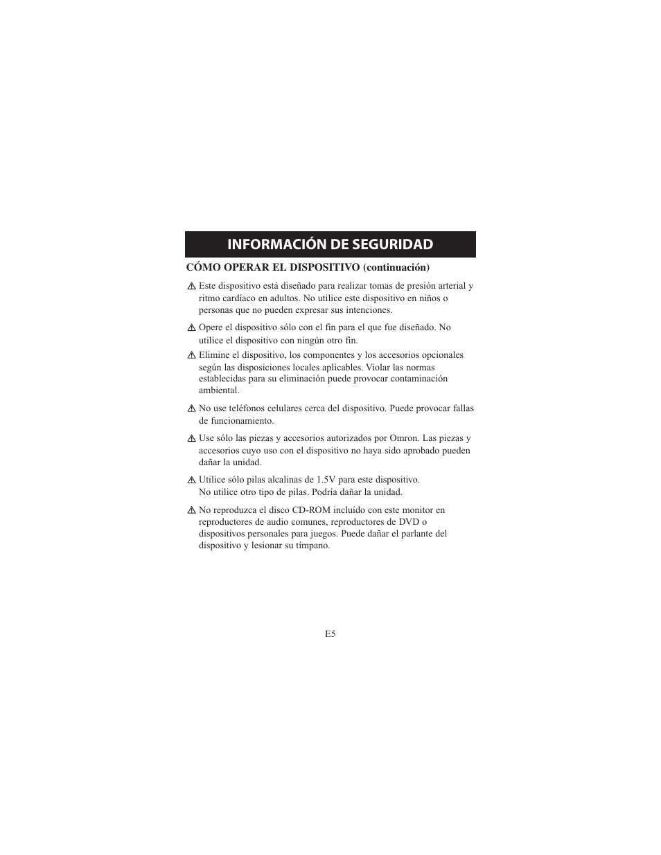 Información de seguridad | Omron Healthcare ELITE 7300IT User Manual | Page 51 / 92