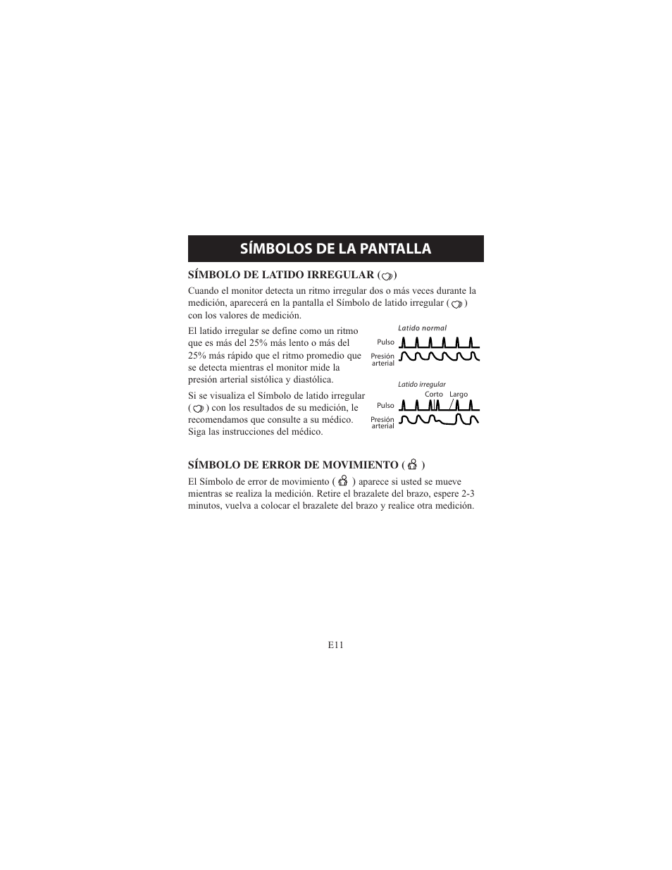 Símbolos de la pantalla | Omron Healthcare ELITE 7300IT User Manual | Page 57 / 92