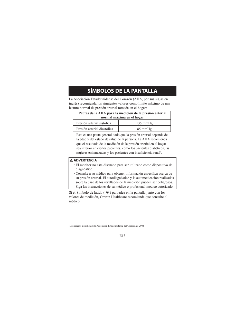 Símbolos de la pantalla | Omron Healthcare ELITE 7300IT User Manual | Page 59 / 92