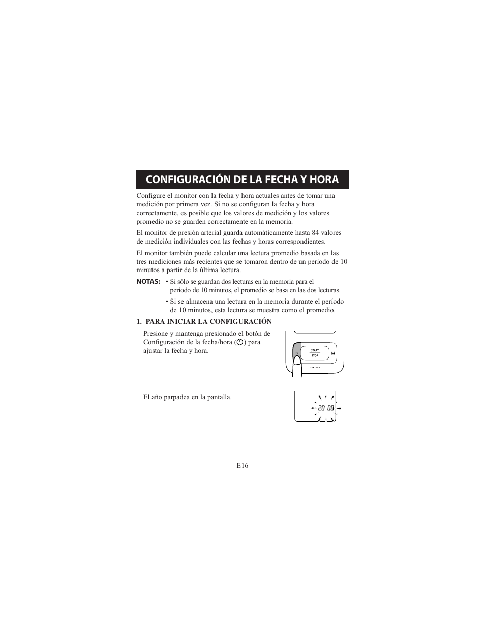 Configuración de la fecha y hora | Omron Healthcare ELITE 7300IT User Manual | Page 62 / 92