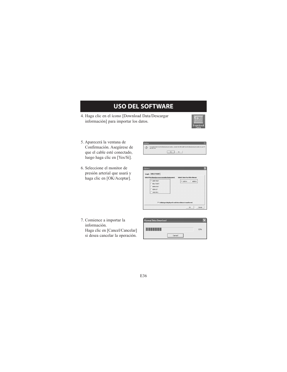 Uso del software | Omron Healthcare ELITE 7300IT User Manual | Page 82 / 92