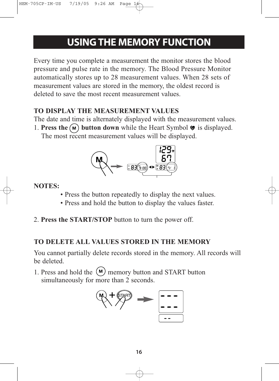 Title | Omron Healthcare INTELLISENSE HEM-705CP User Manual | Page 16 / 28