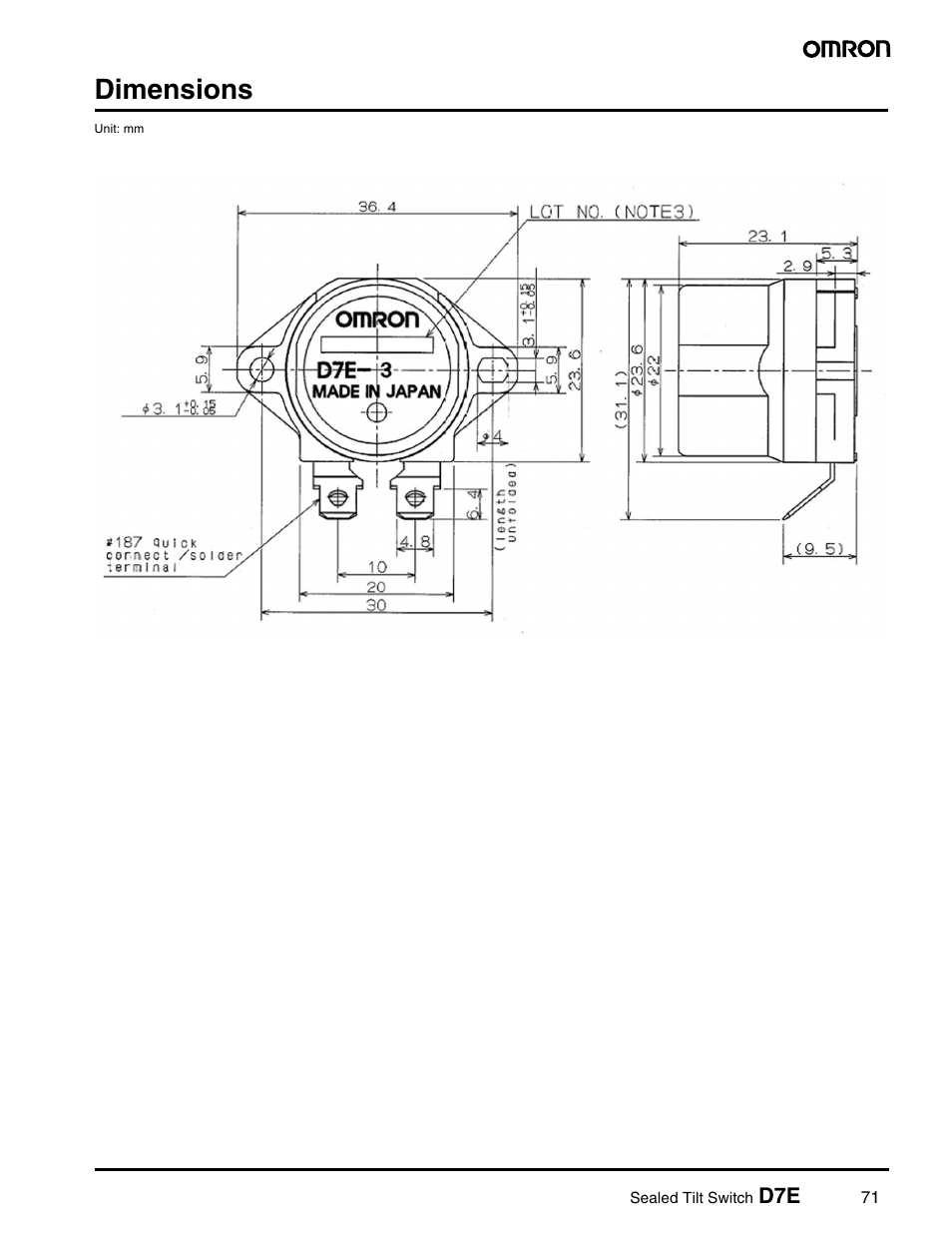 Dimensions | Omron Healthcare D7E User Manual | Page 2 / 4