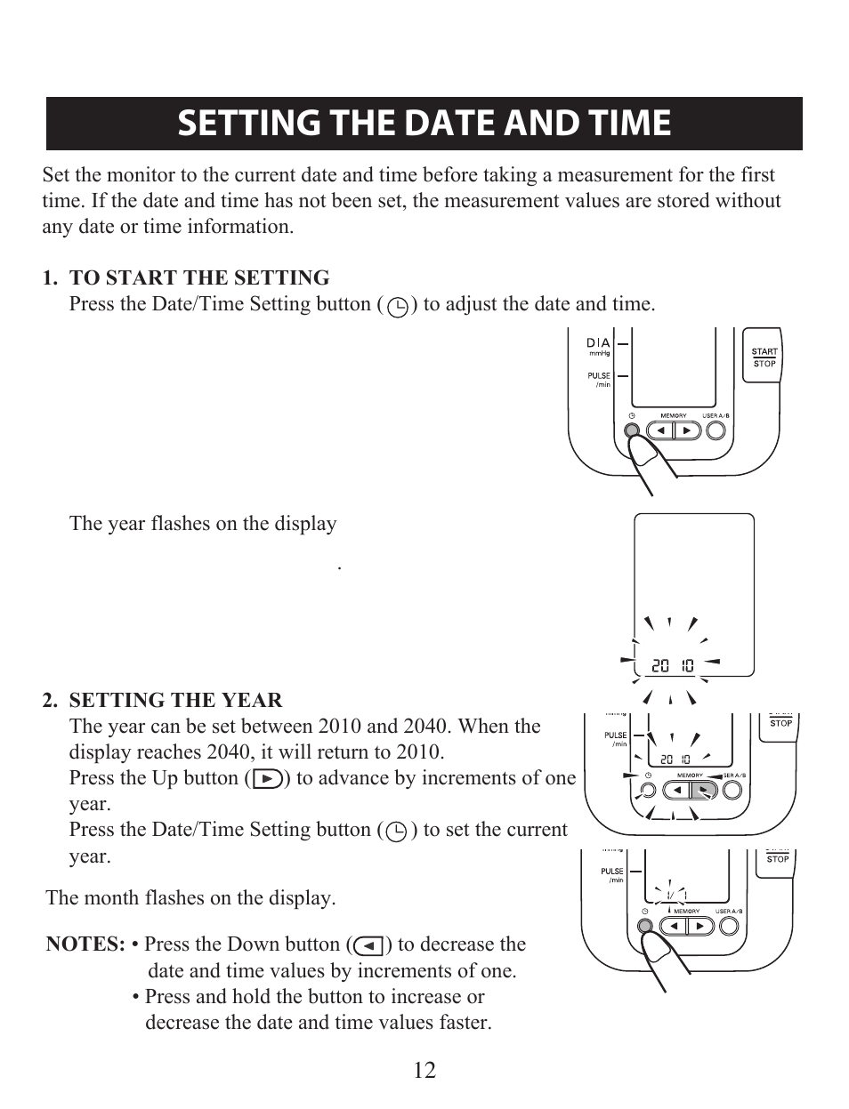 Setting the date and time | Omron Healthcare BP742 User Manual | Page 12 / 28