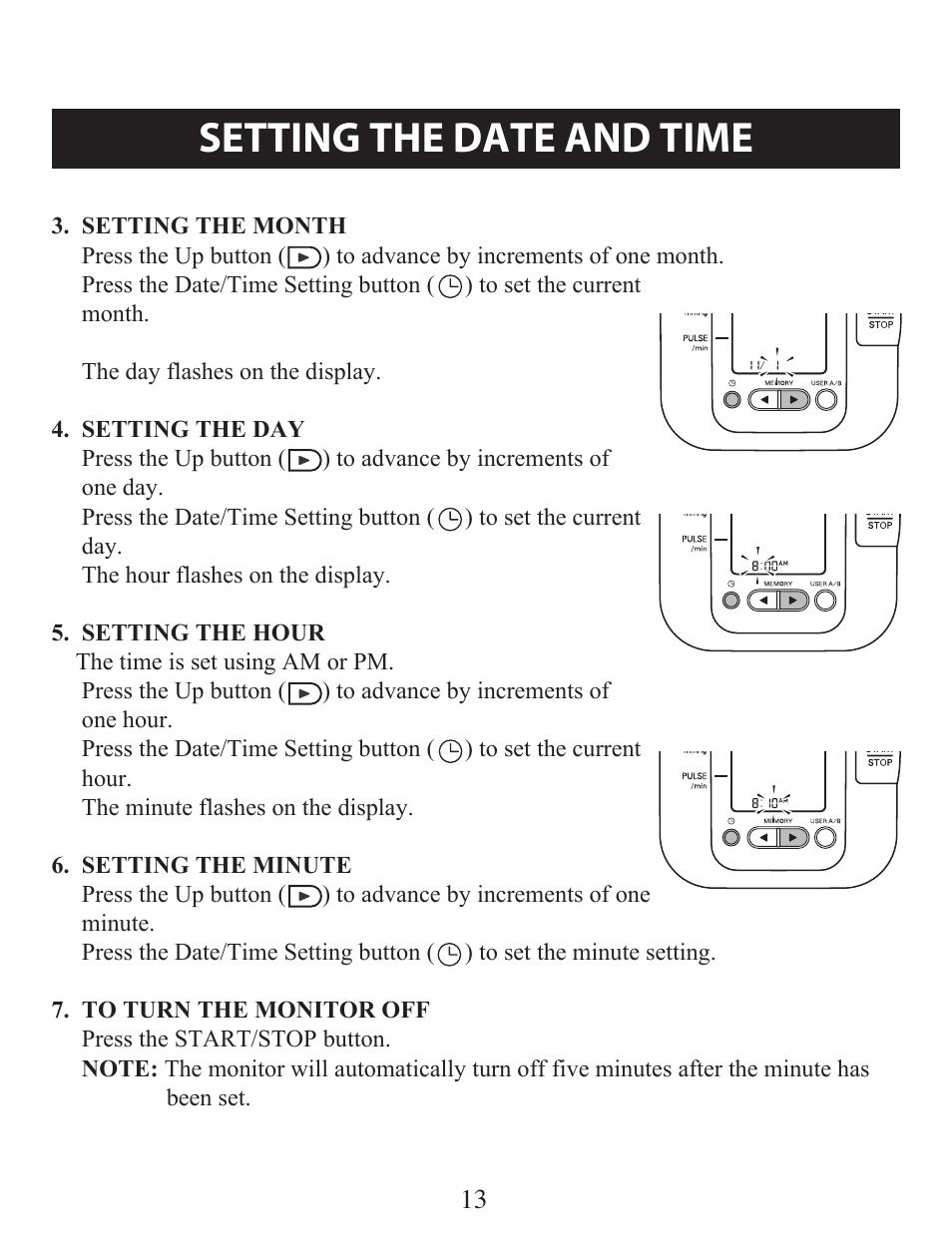 Setting the date and time | Omron Healthcare BP742 User Manual | Page 13 / 28