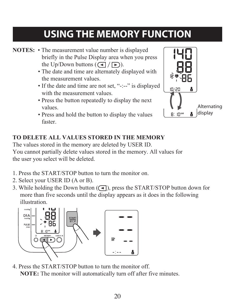To delete all values stored in the memory | Omron Healthcare BP742 User Manual | Page 20 / 28