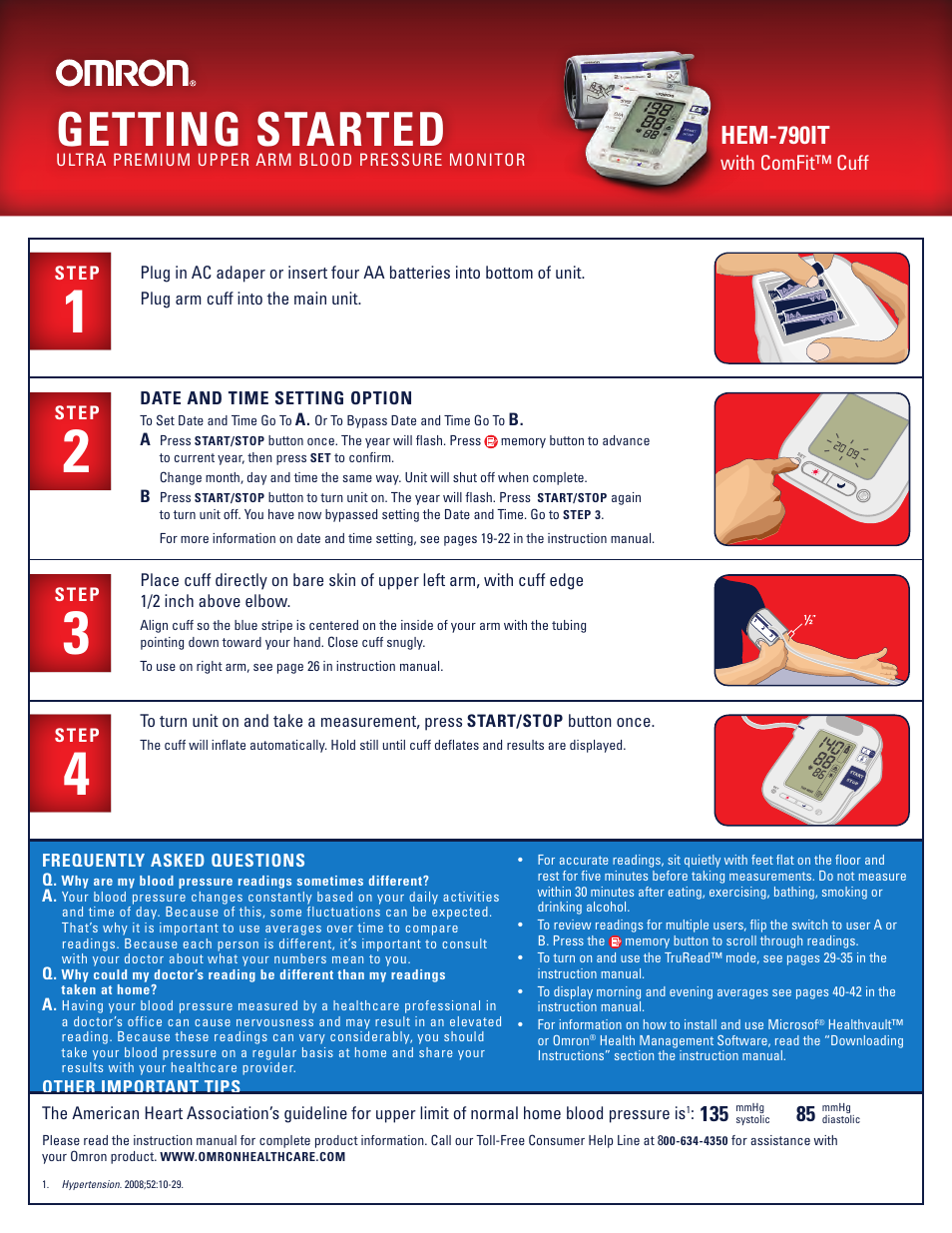 Omron Healthcare HEM-790IT User Manual | 1 page