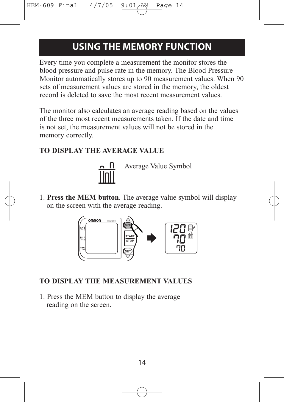 Omron Healthcare HEM-609 User Manual | Page 14 / 24