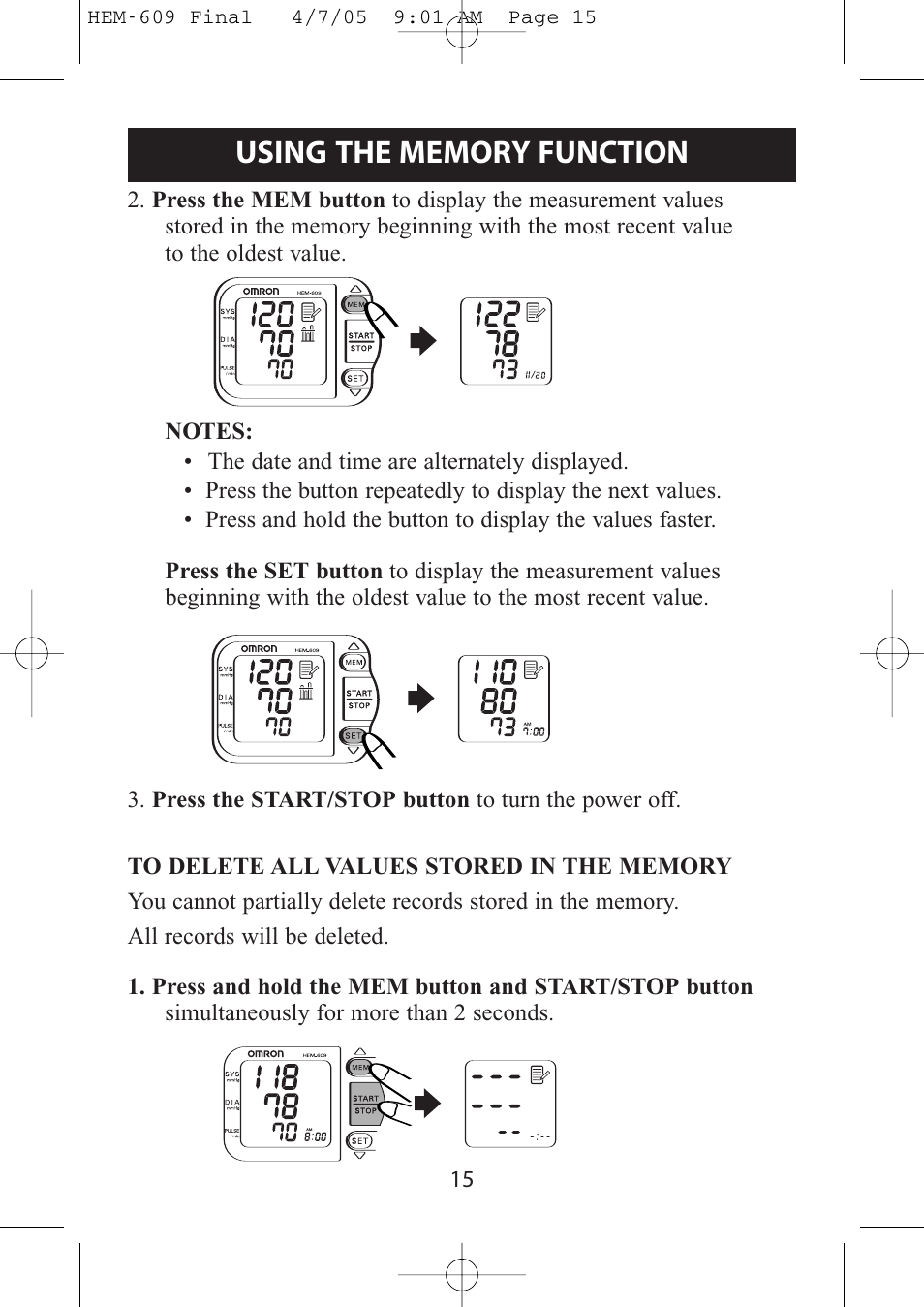 Omron Healthcare HEM-609 User Manual | Page 15 / 24