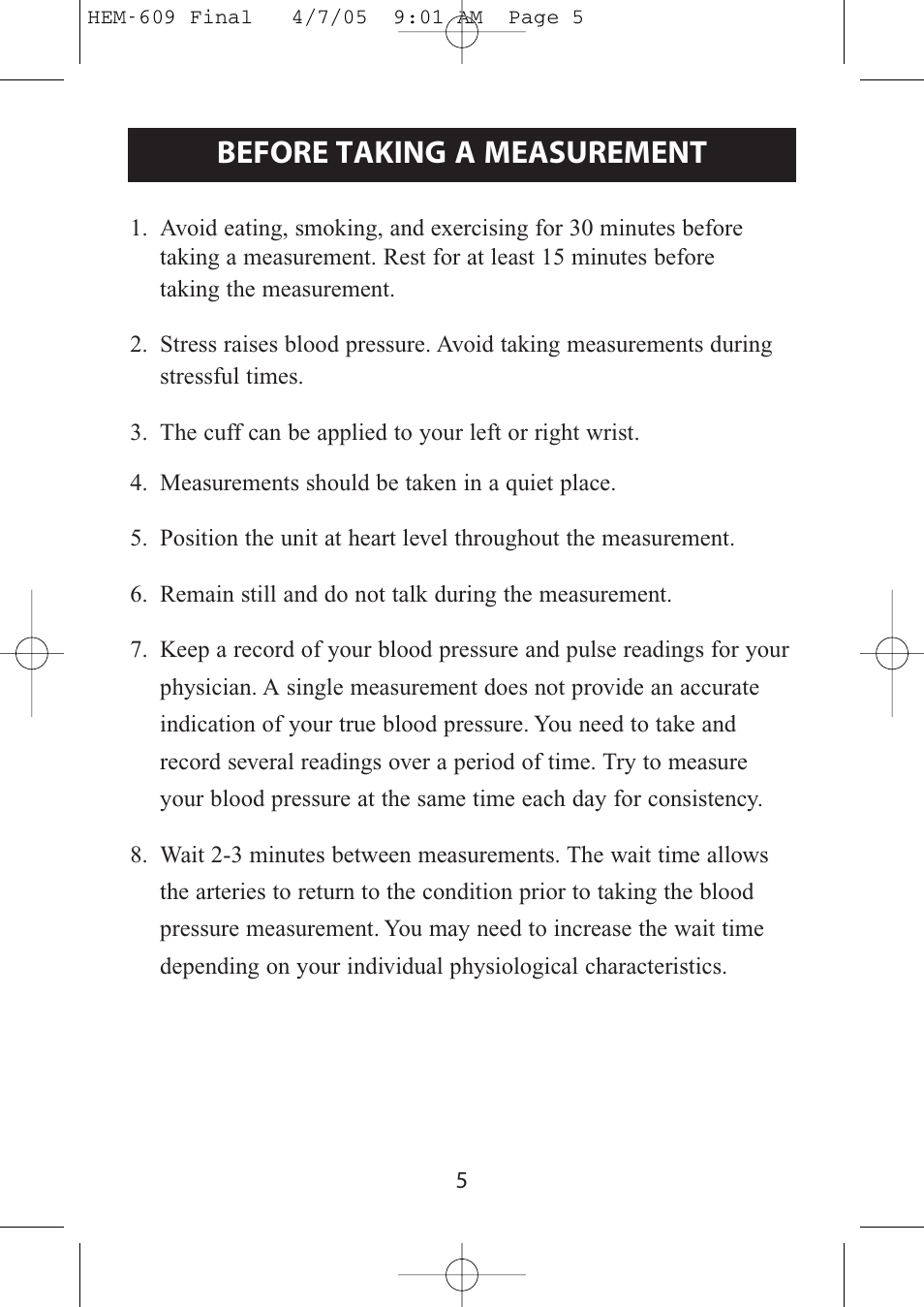 Before taking a measurement, Initial set-up | Omron Healthcare HEM-609 User Manual | Page 5 / 24