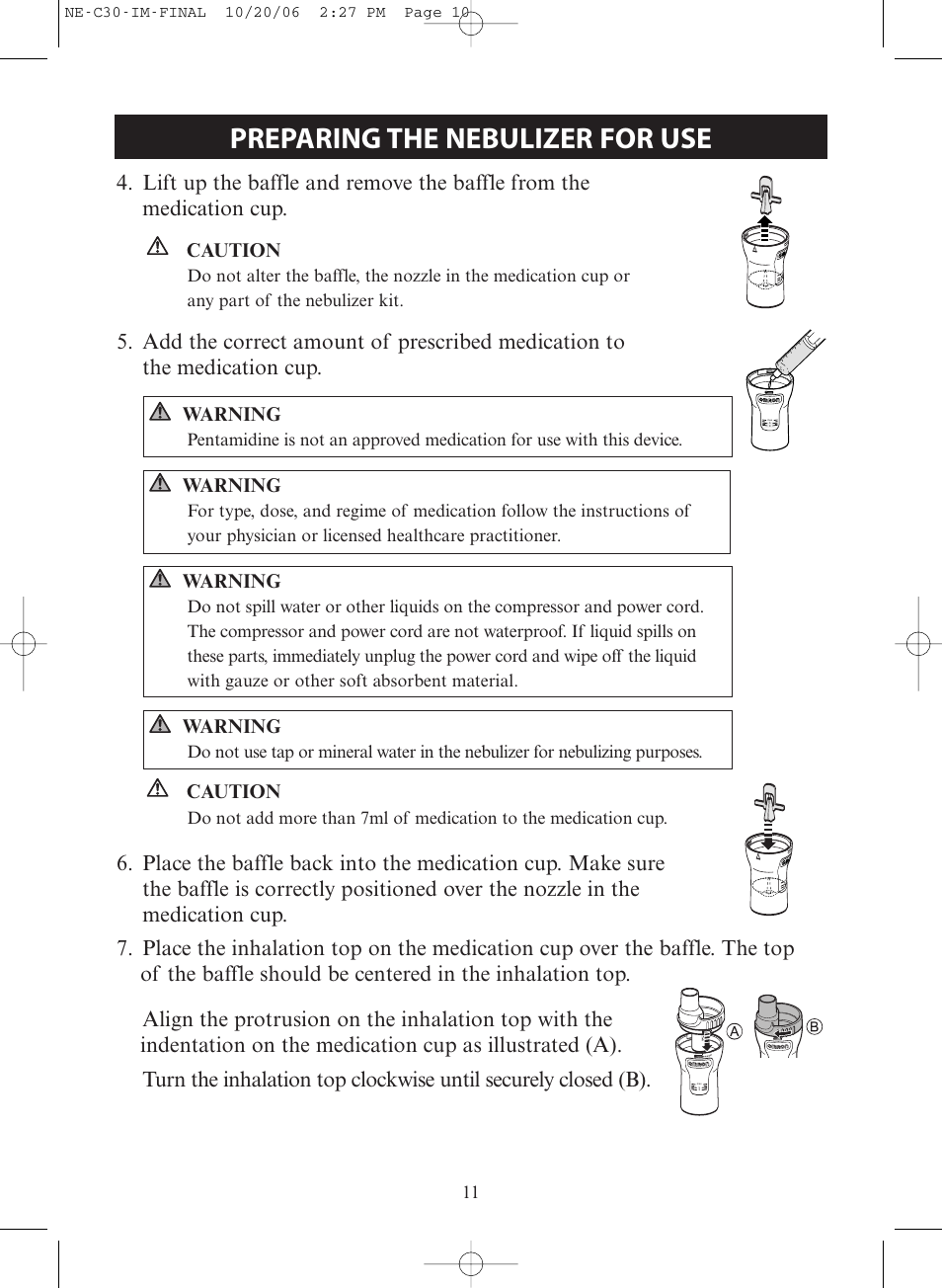 Preparing the nebulizer for use | Omron Healthcare COMPAIR ELITE NE-C30 User Manual | Page 11 / 28