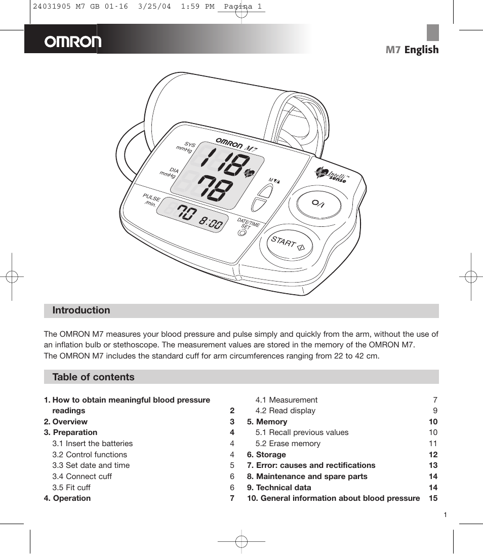 Omron Healthcare M7 User Manual | 17 pages