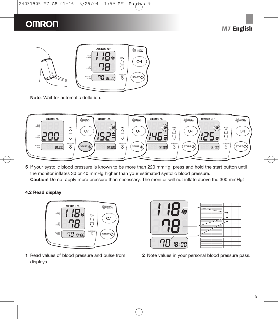 M7 english | Omron Healthcare M7 User Manual | Page 10 / 17
