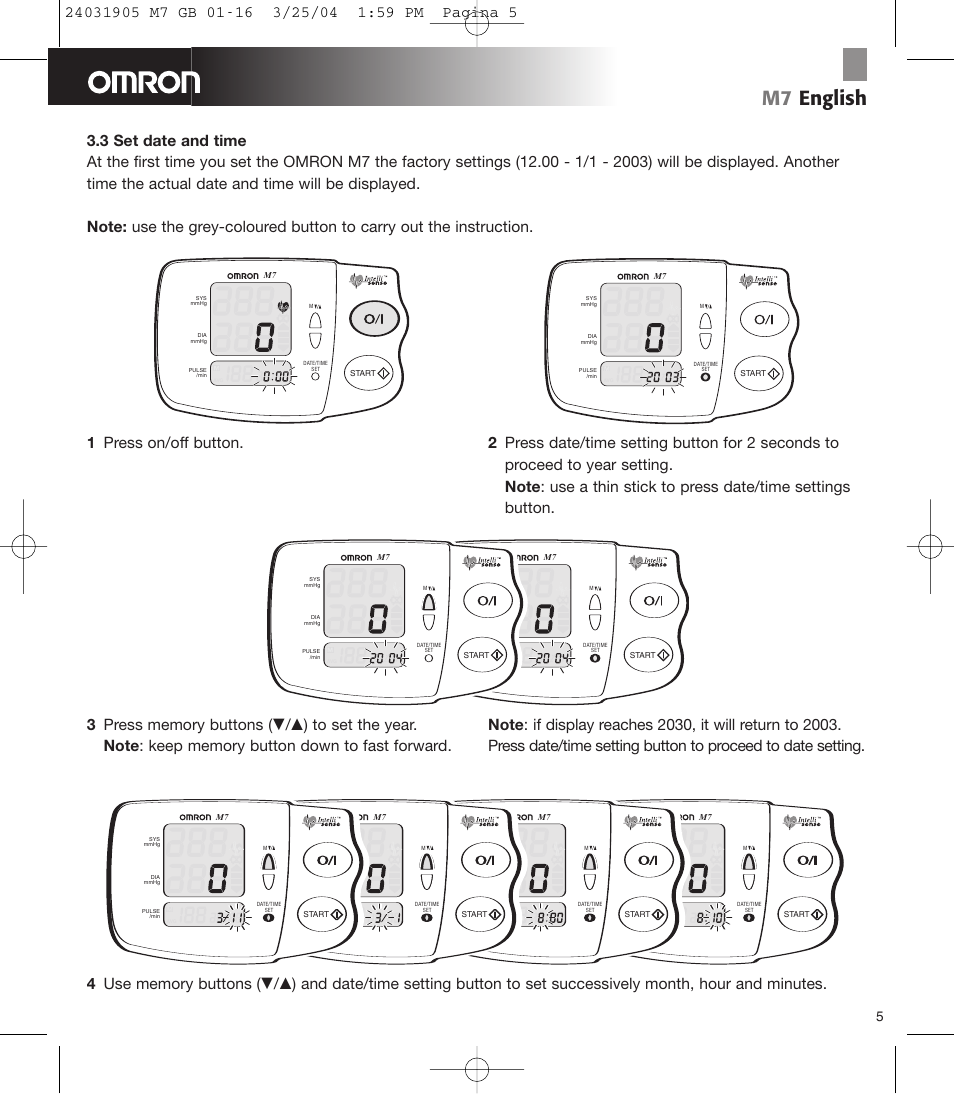 M7 english | Omron Healthcare M7 User Manual | Page 6 / 17