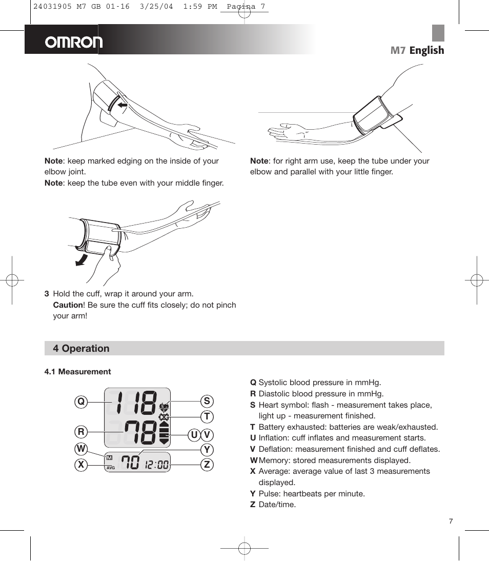 M7 english | Omron Healthcare M7 User Manual | Page 8 / 17