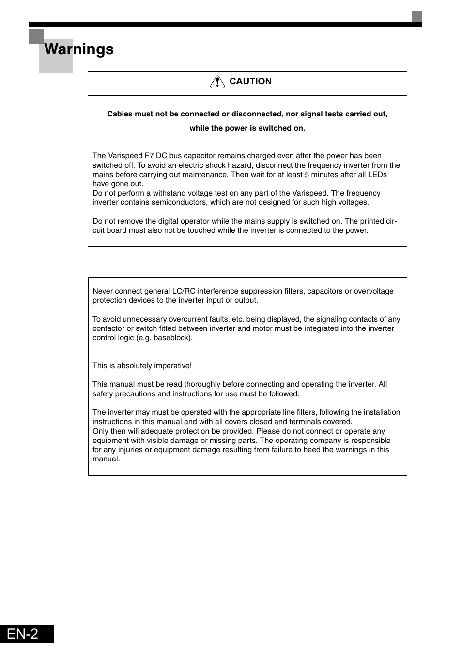 Warnings, En-2 | Omron Healthcare VARISPEEDF7 User Manual | Page 3 / 25