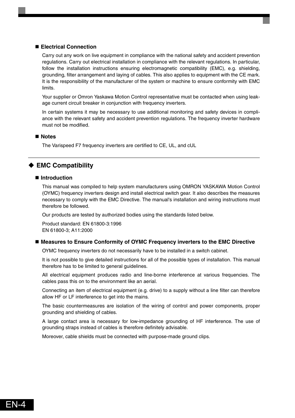 Emc compatibility, En-4 | Omron Healthcare VARISPEEDF7 User Manual | Page 5 / 25