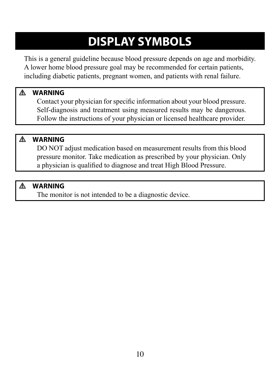 Display symbols | Omron Healthcare BP652 User Manual | Page 10 / 30