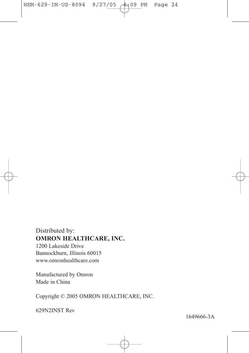 Omron Healthcare HEM-629 User Manual | Page 24 / 48