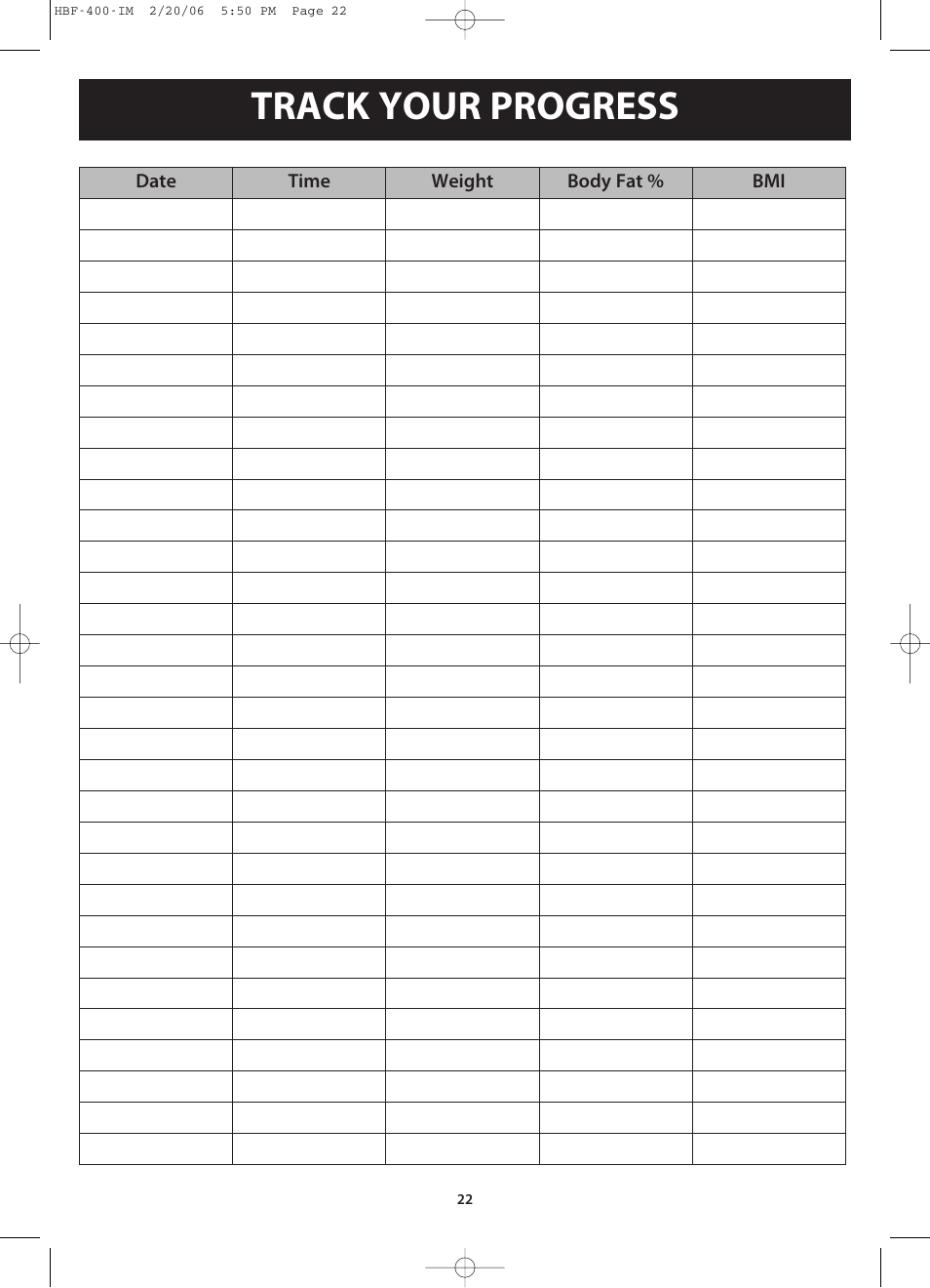 Track your progress | Omron Healthcare HBF-400 User Manual | Page 22 / 24