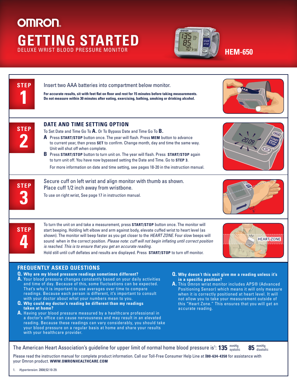 Omron Healthcare HEM-650 User Manual | 1 page