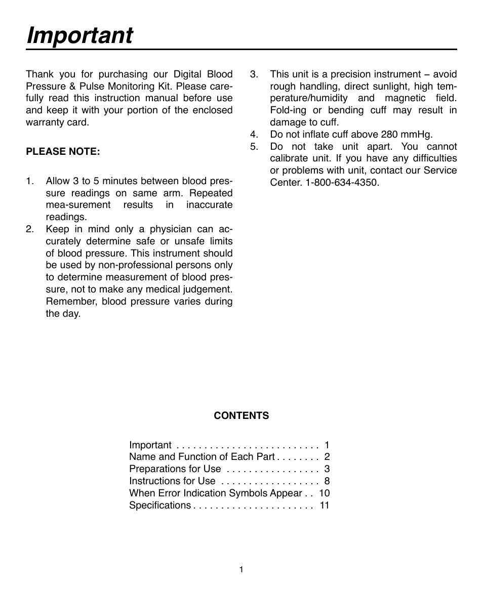 Important | Omron Healthcare AUTOMATIC DIGITAL BLOOD PRESSURE MONITOR HEM-703CP User Manual | Page 2 / 14