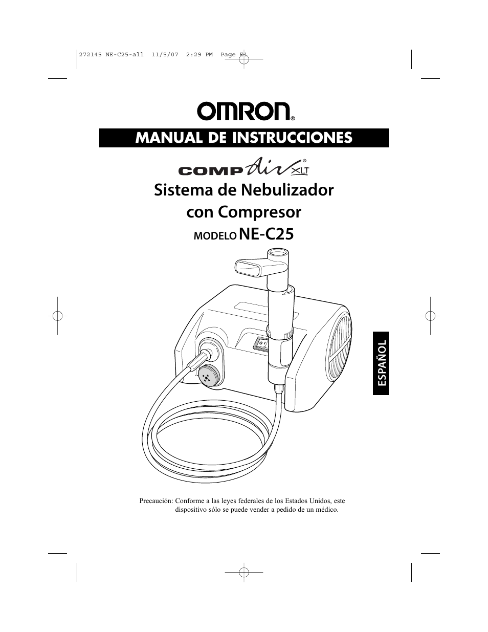 Sistema de nebulizador con compresor, Ne-c25, Manual de instrucciones | Omron Healthcare COMPAIV XLT NE-C25 User Manual | Page 57 / 112