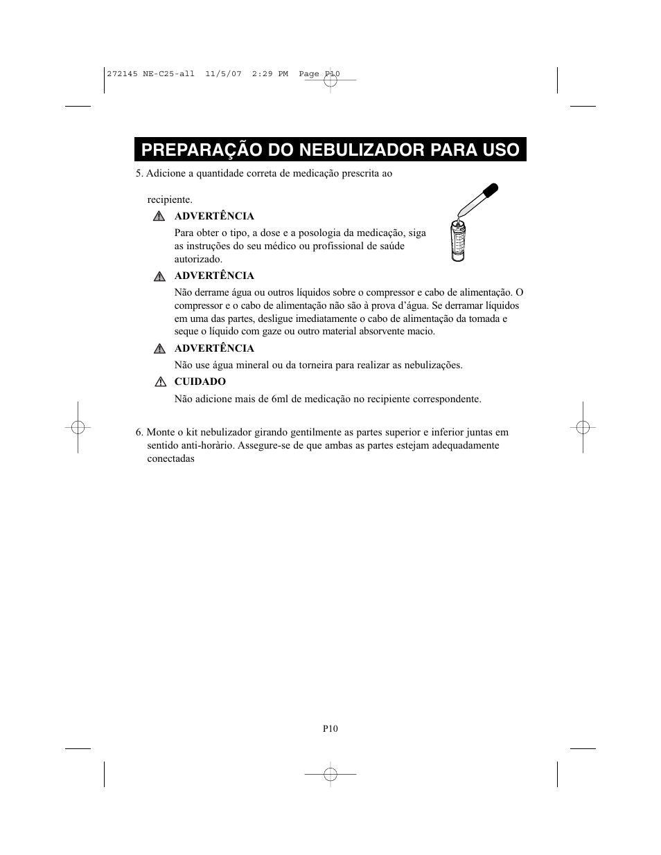 Preparação do nebulizador para uso | Omron Healthcare COMPAIV XLT NE-C25 User Manual | Page 94 / 112