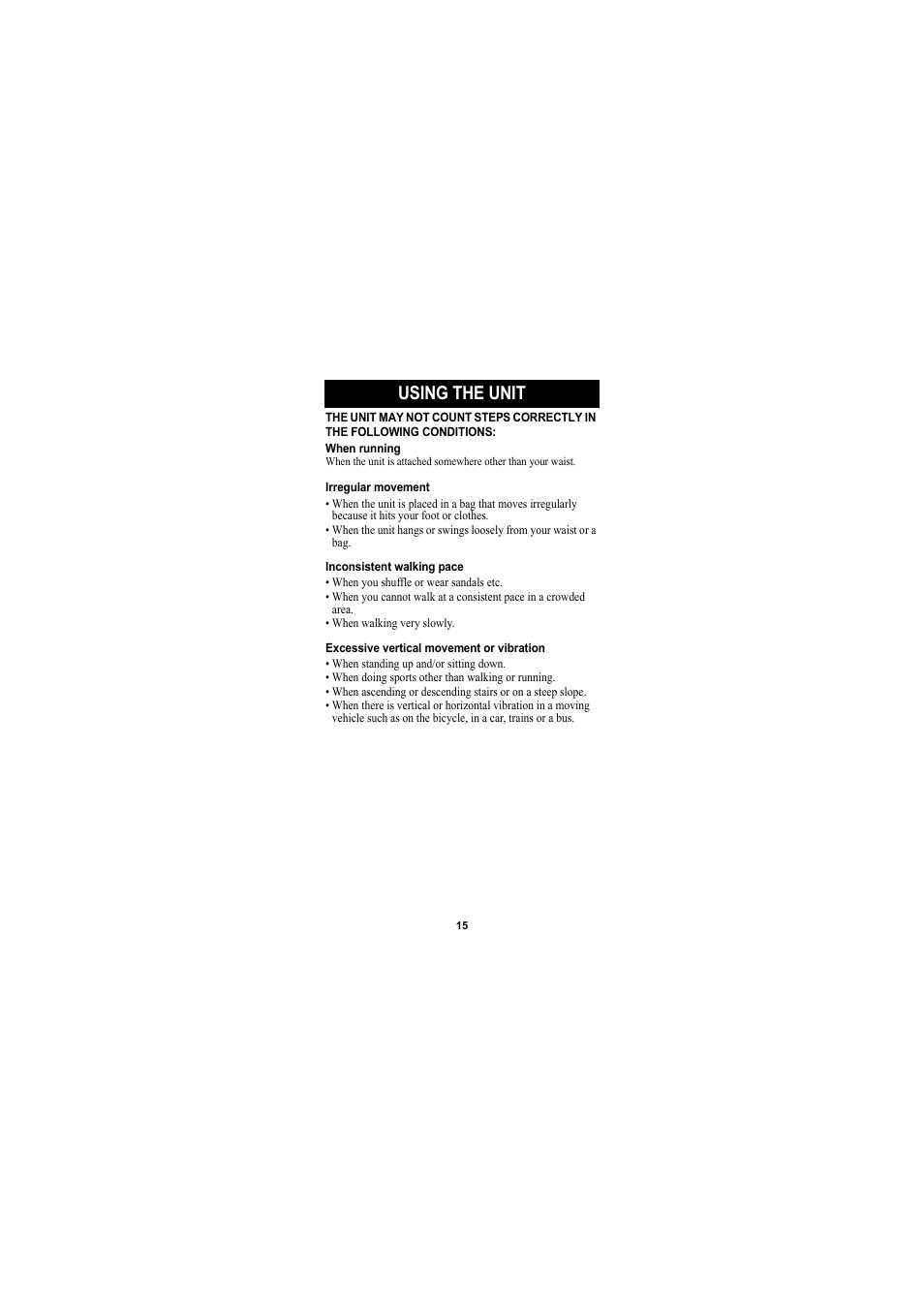 Using the unit | Omron Healthcare GOSMART HJA-301 User Manual | Page 15 / 32