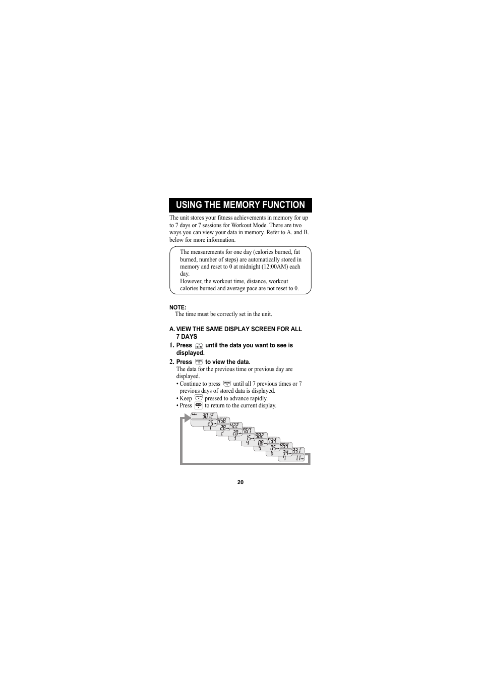 Using the memory function | Omron Healthcare GOSMART HJA-301 User Manual | Page 20 / 32