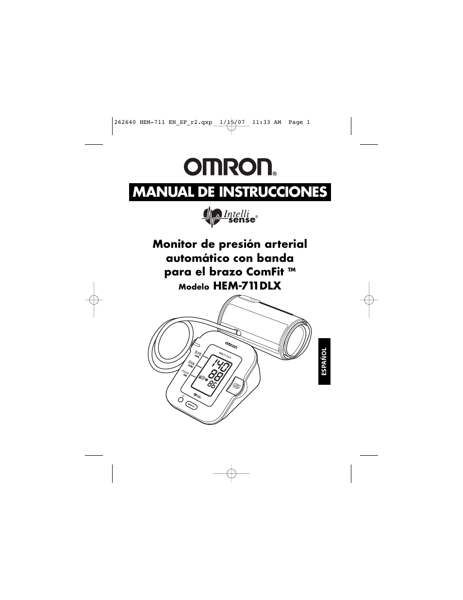 Manual de instrucciones, Hem-711dlx | Omron Healthcare INTELLISENSE HEM-711DLX User Manual | Page 37 / 72