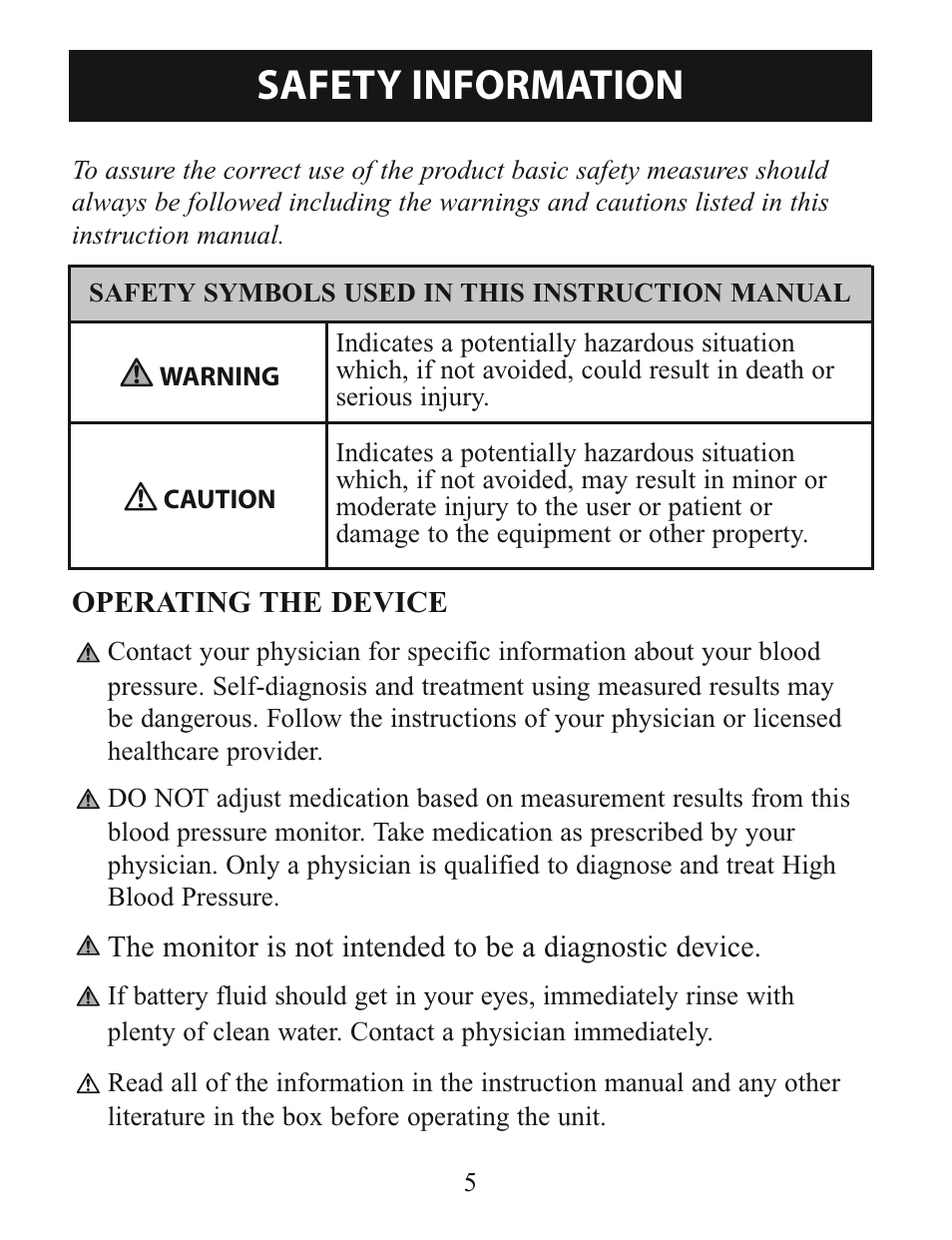 Safety information | Omron Healthcare INTELLISENSE BP760 User Manual | Page 5 / 44