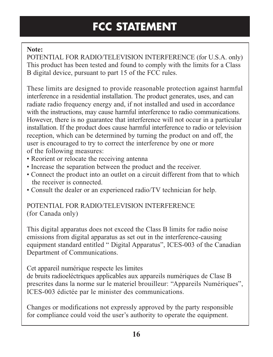 Fcc statement | Omron Healthcare HEM-712CLC User Manual | Page 16 / 40