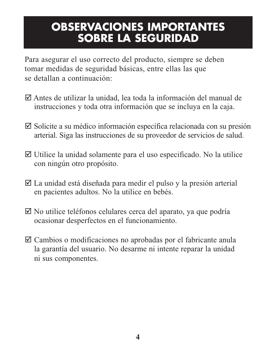 Observaciones importantes sobre la seguridad | Omron Healthcare HEM-712CLC User Manual | Page 24 / 40