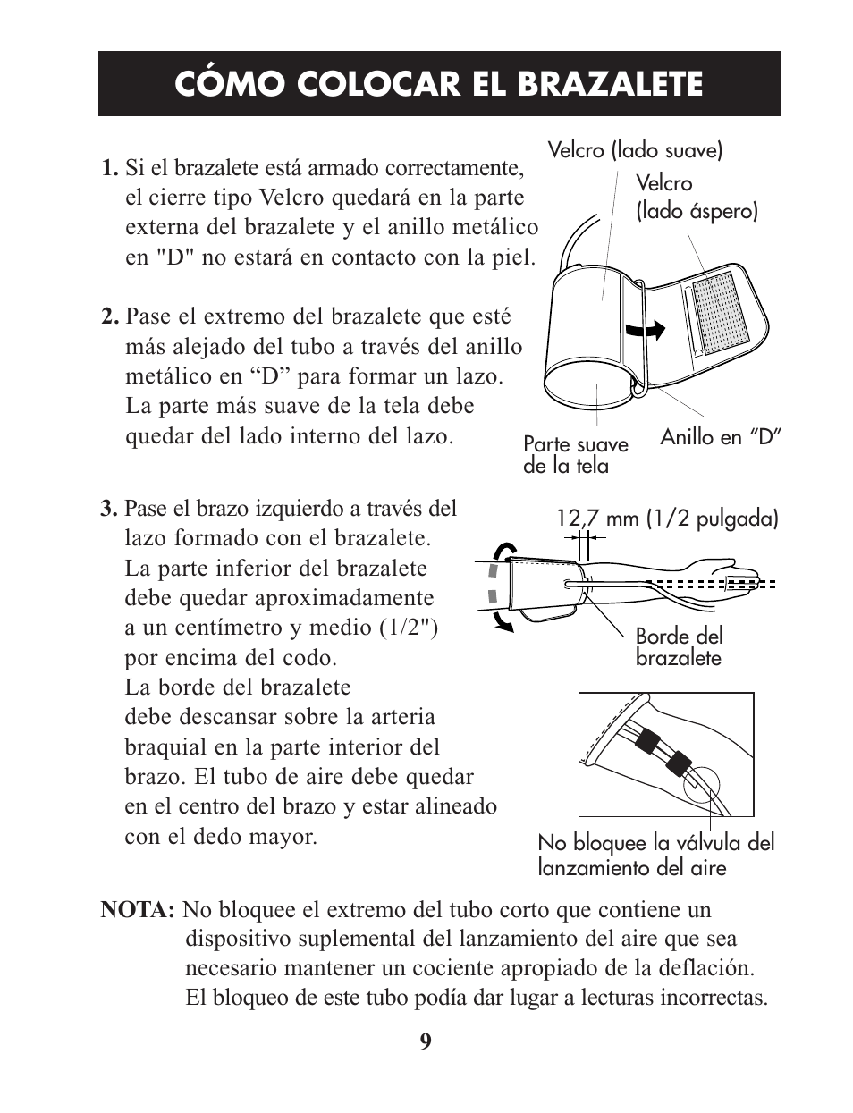 Cómo colocar el brazalete | Omron Healthcare HEM-712CLC User Manual | Page 29 / 40