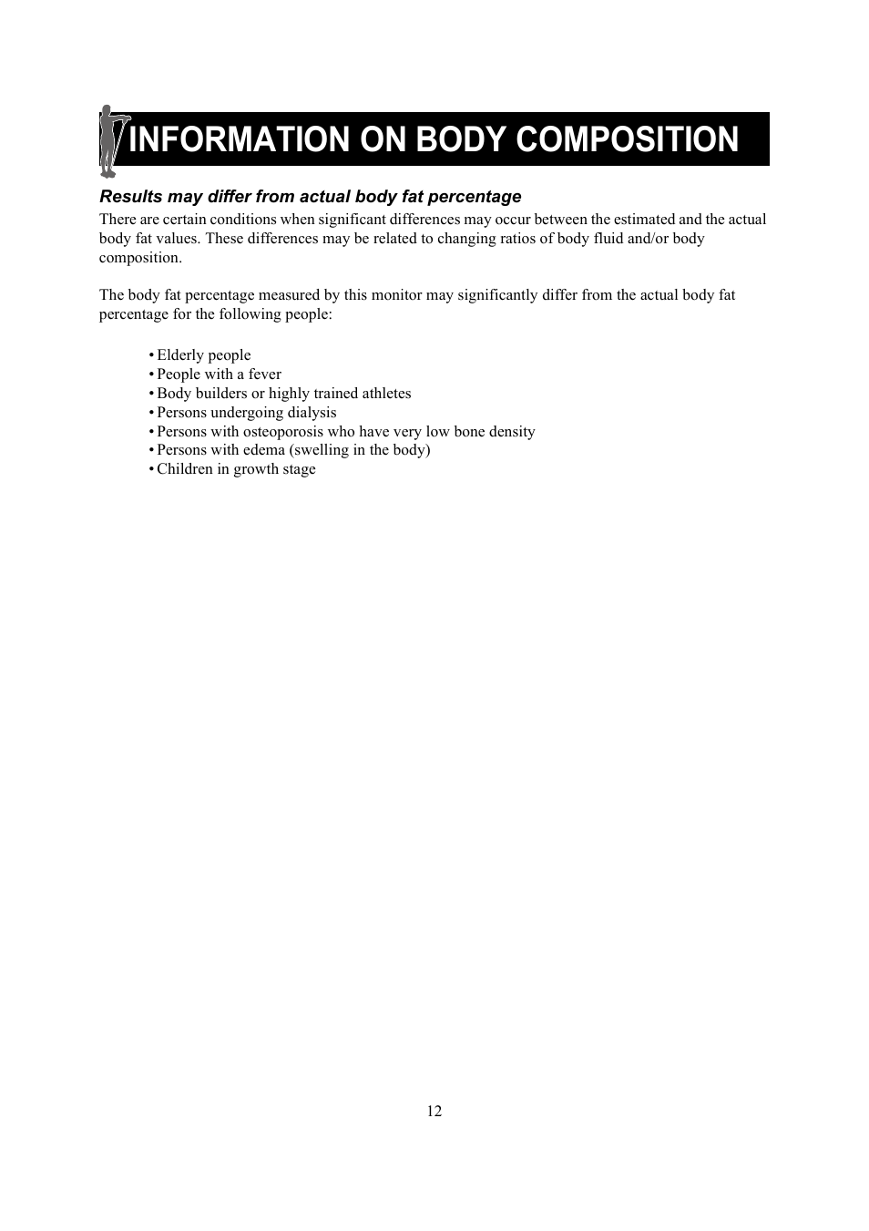 Information on body composition | Omron Healthcare HBF-510 User Manual | Page 12 / 36