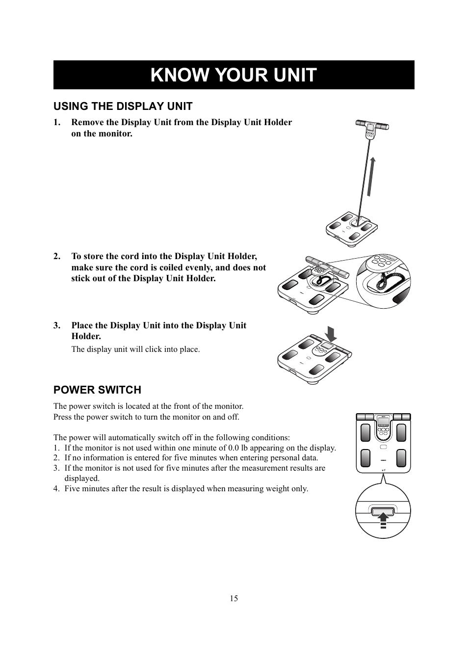 Know your unit | Omron Healthcare HBF-510 User Manual | Page 15 / 36