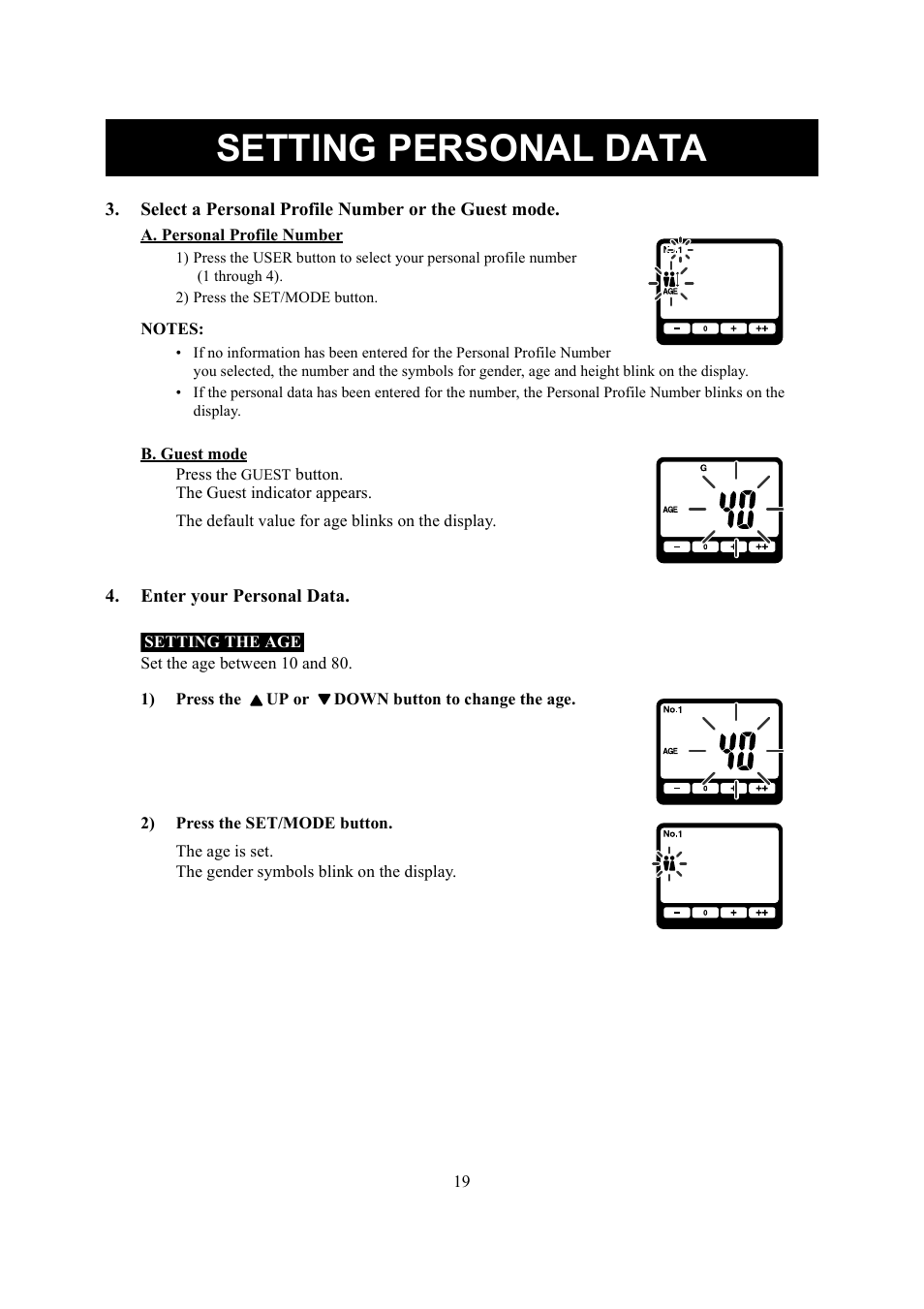 Setting personal data | Omron Healthcare HBF-510 User Manual | Page 19 / 36
