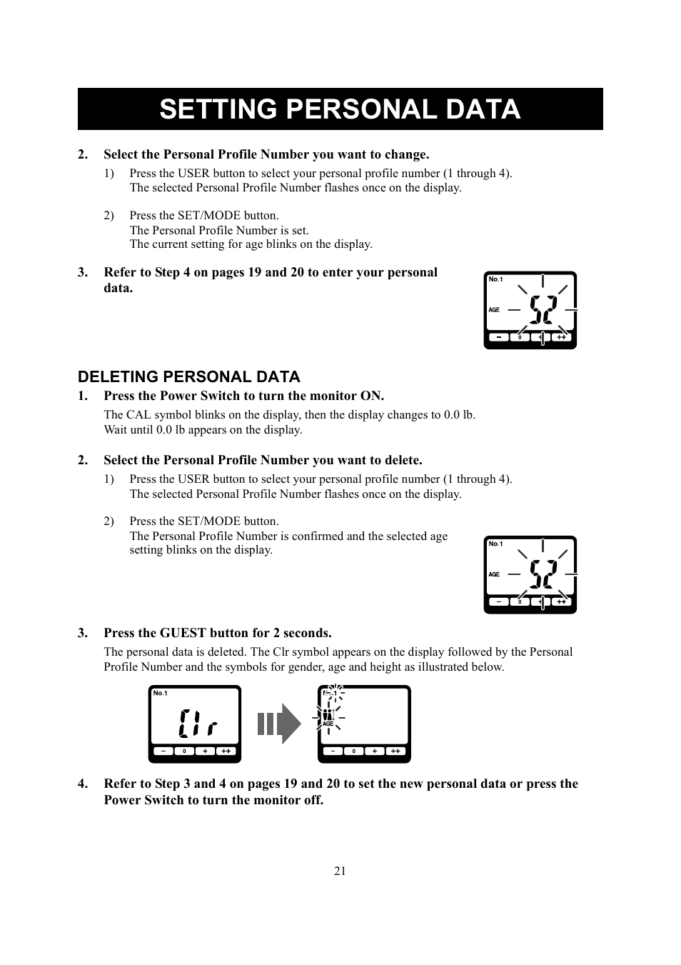 Setting personal data | Omron Healthcare HBF-510 User Manual | Page 21 / 36