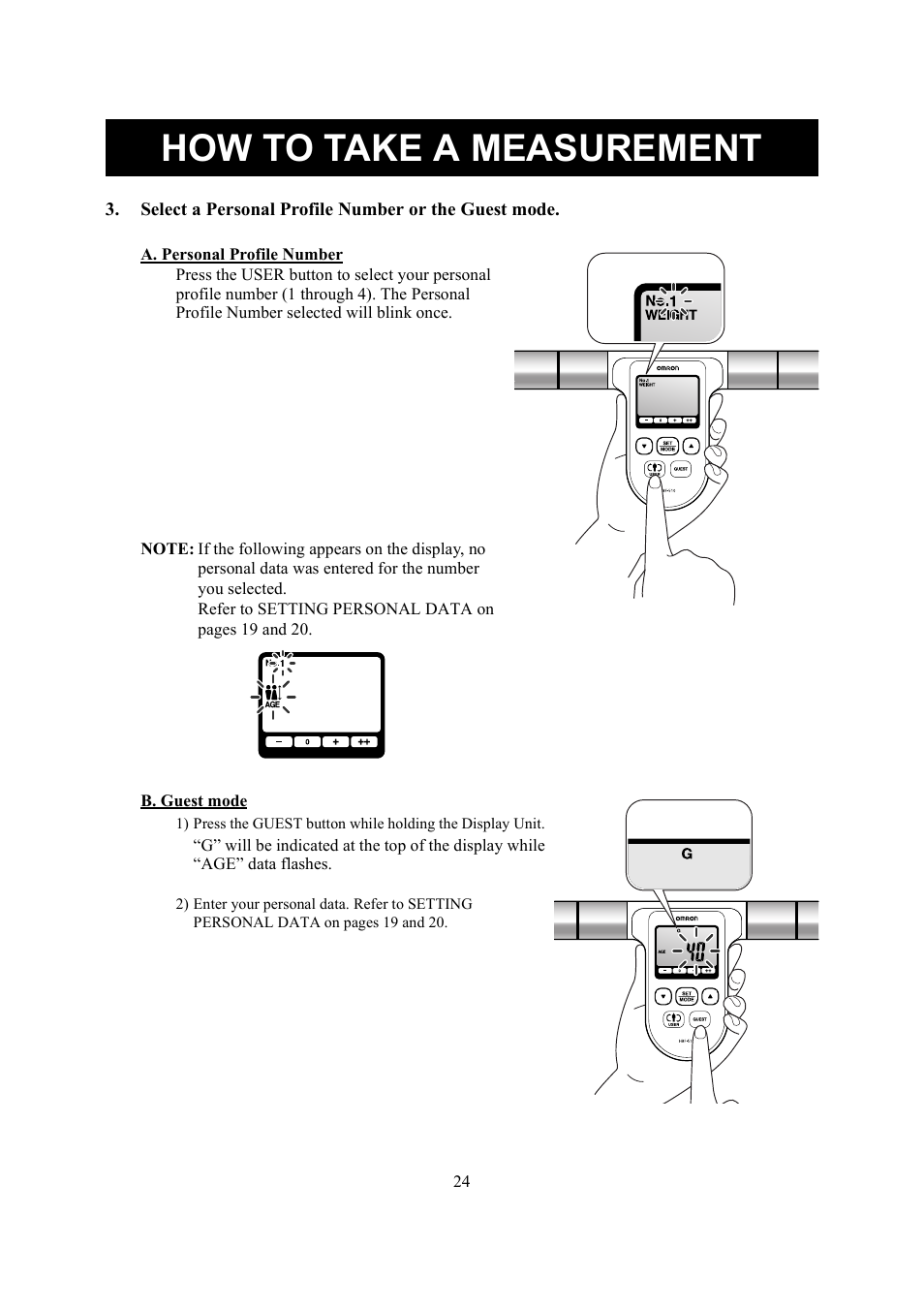 How to take a measurement | Omron Healthcare HBF-510 User Manual | Page 24 / 36