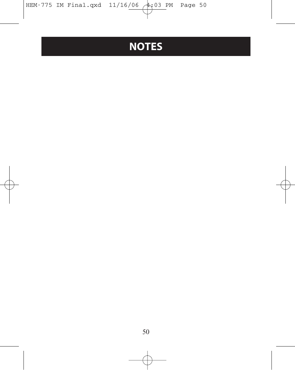 Notes | Omron Healthcare HEM-775 User Manual | Page 50 / 104