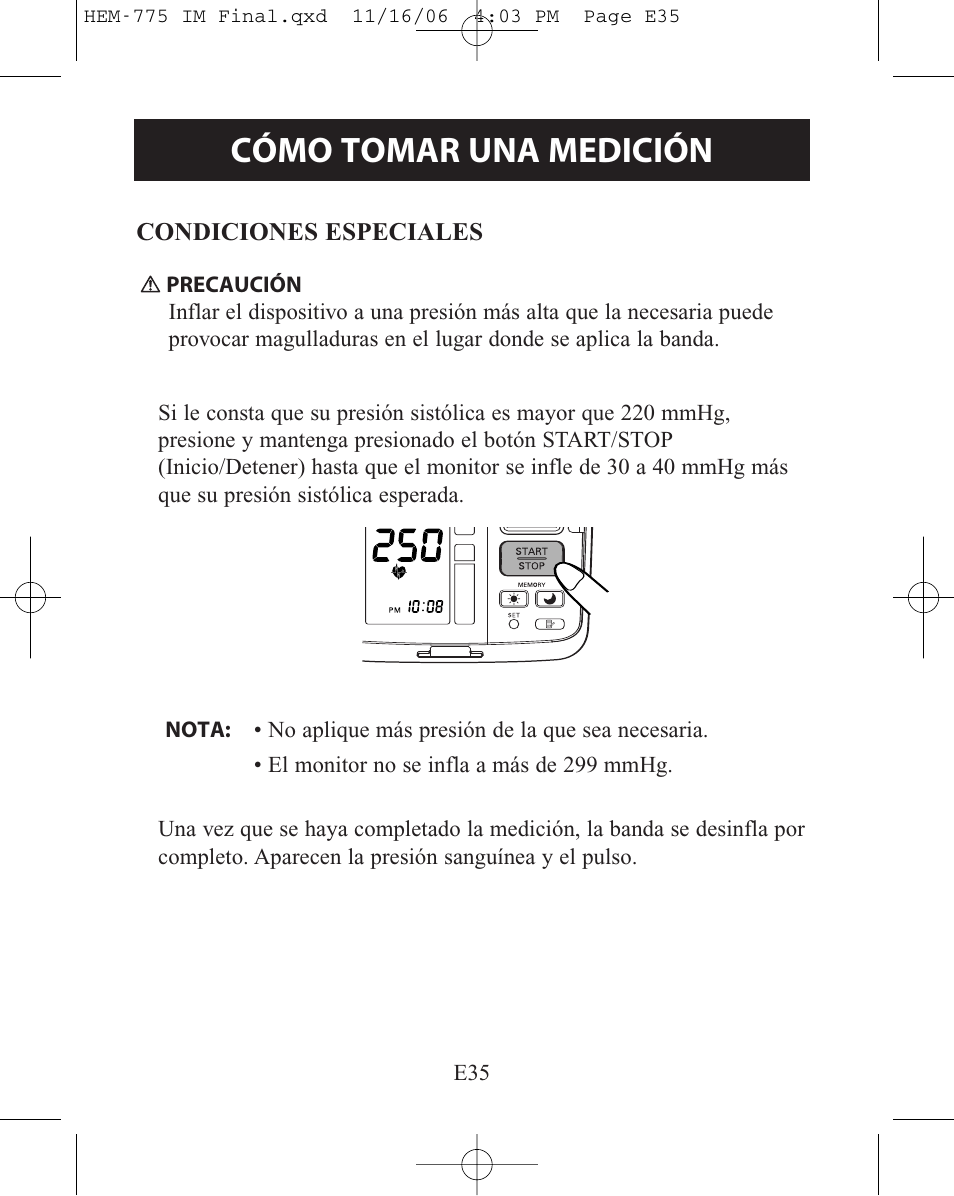 Cómo tomar una medición | Omron Healthcare HEM-775 User Manual | Page 87 / 104