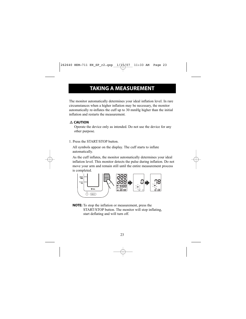Taking a measurement | Omron Healthcare HEM-711DLX User Manual | Page 23 / 72